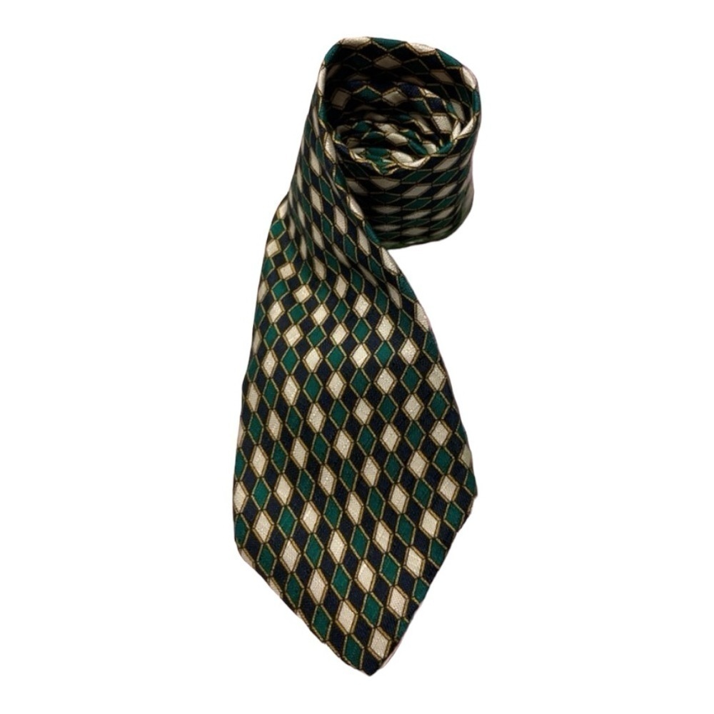 VTG Sterling & Hunt Green
Yellow and navy blue Geometric Diamonds Mens Neck Tie